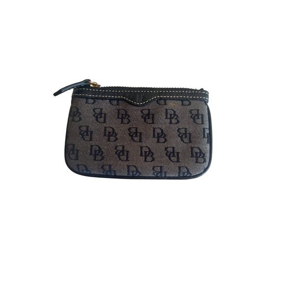 Dooney & Bourke Monogram Print Small Coin Purse Zipper Closure Brown & Black - Picture 2 of 3